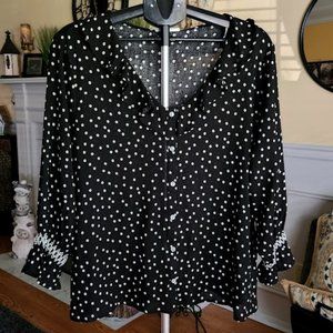 NWT Studio B by Bobeau sz XL black / white polka dot top